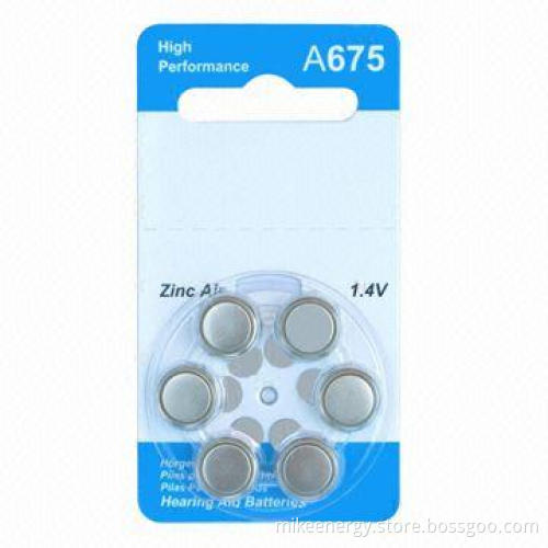 Zinc Air Hearing AID Batteries with 1.4V Voltage and 600mAh Capacity
